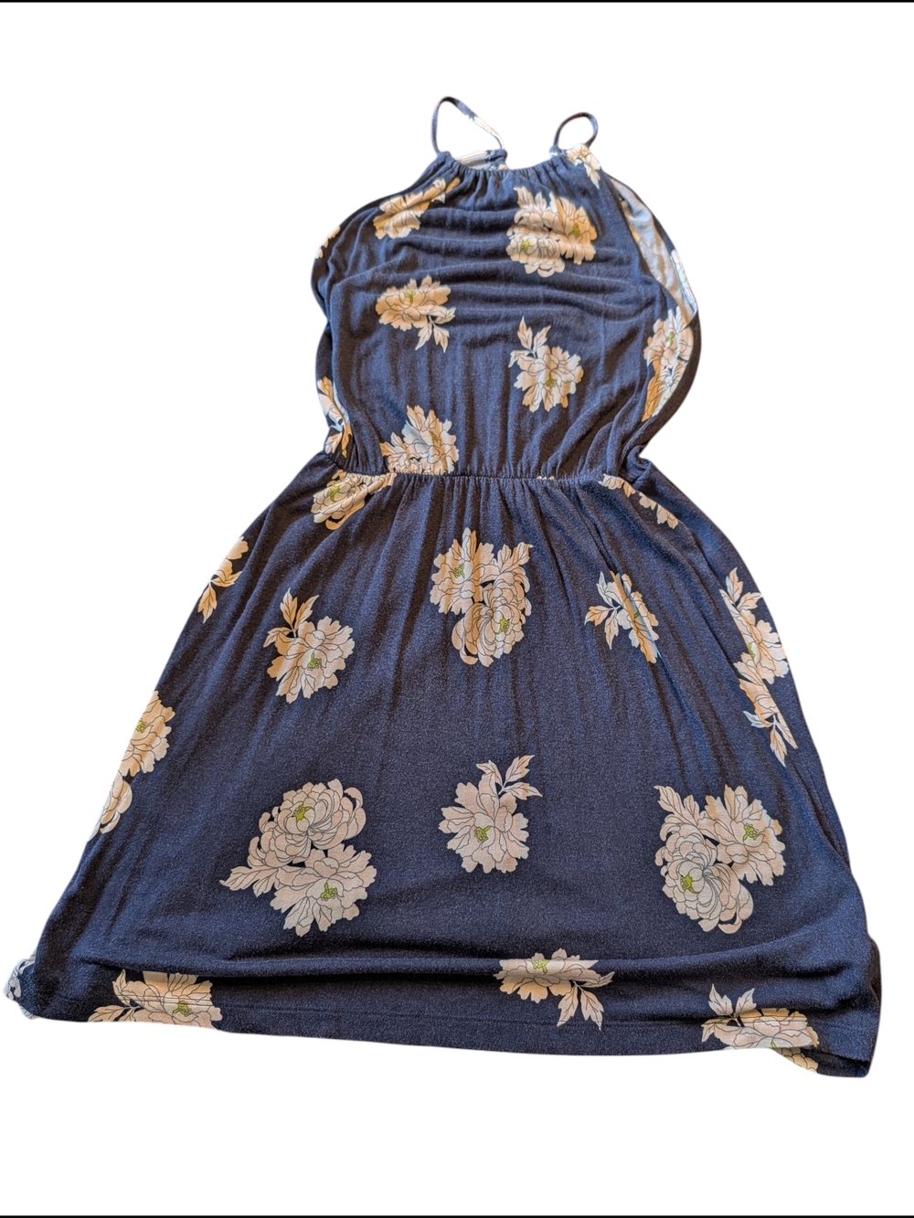 Old Navy Navy Halter Dress with Cream Floral Detail